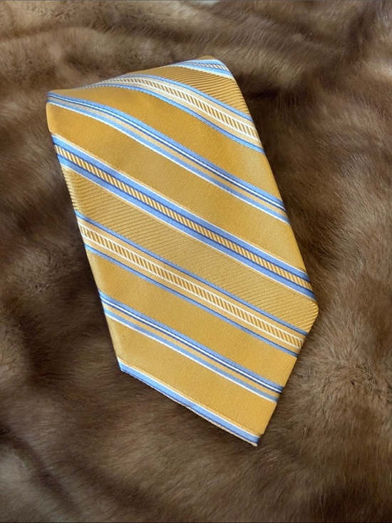 Michael Kors Other - Michael Kors Yellow Stripe Silk Tie with Light Blue Accents